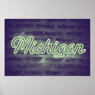 'Michigan' Neon Light Sign - Mint Choc