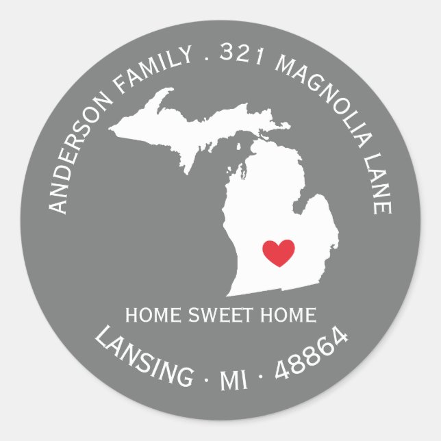 MICHIGAN | Nouveau Sticker Étiquette de adresse Ho (Devant)