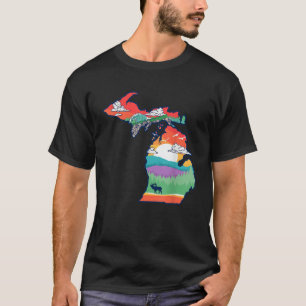 Michigan Outside Vintage Nature Illustration Artis T-Shirt