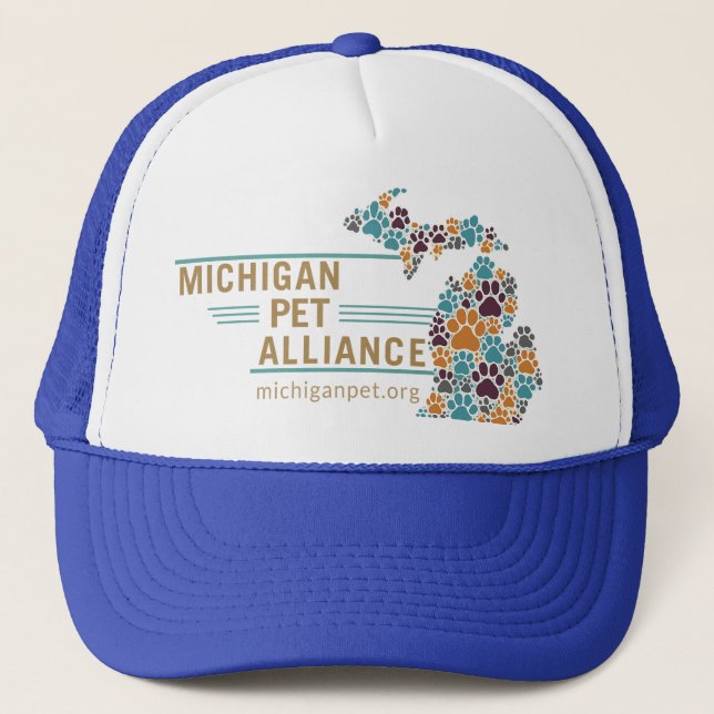 Michigan Paw Prints Ballcap Trucker Hat (Front)