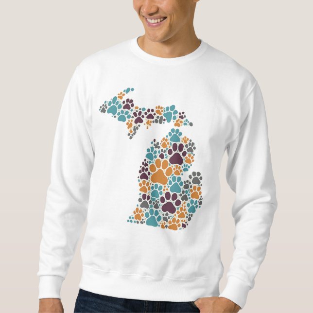 Michigan Paw Prints Men's Basic Sweatshirt (Front)