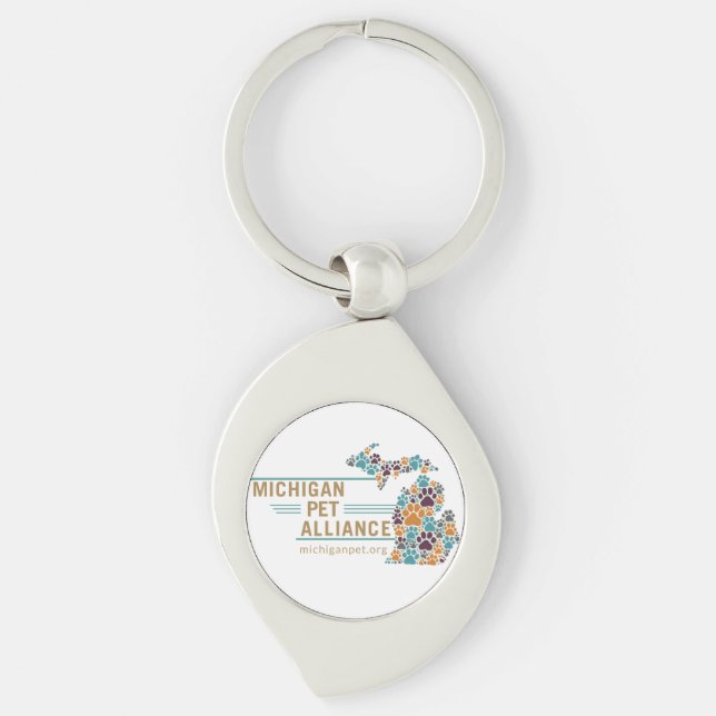 Michigan Paw Prints Metal Keychain (Front)