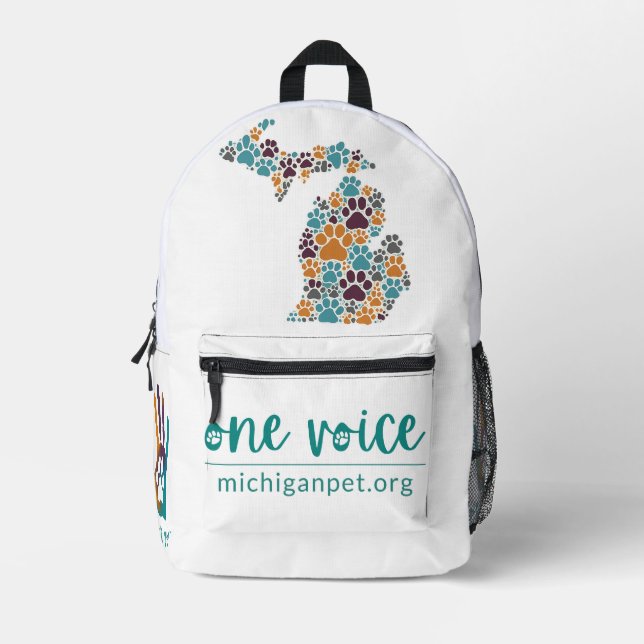 Michigan Paw Prints One Voice Backpack (Front)