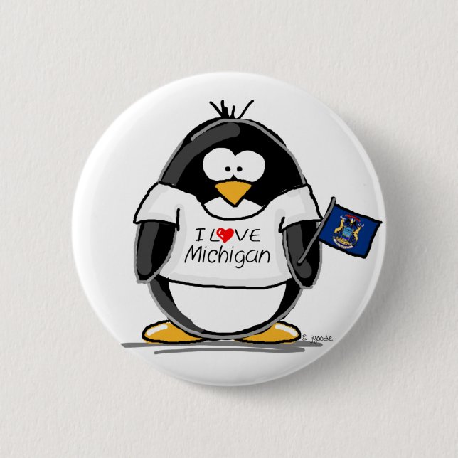 Michigan penguin 2 inch round button (Front)
