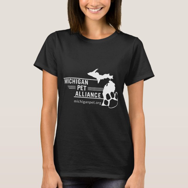 Michigan Pet Alliance Women's Basic Black T-shirts (Front)