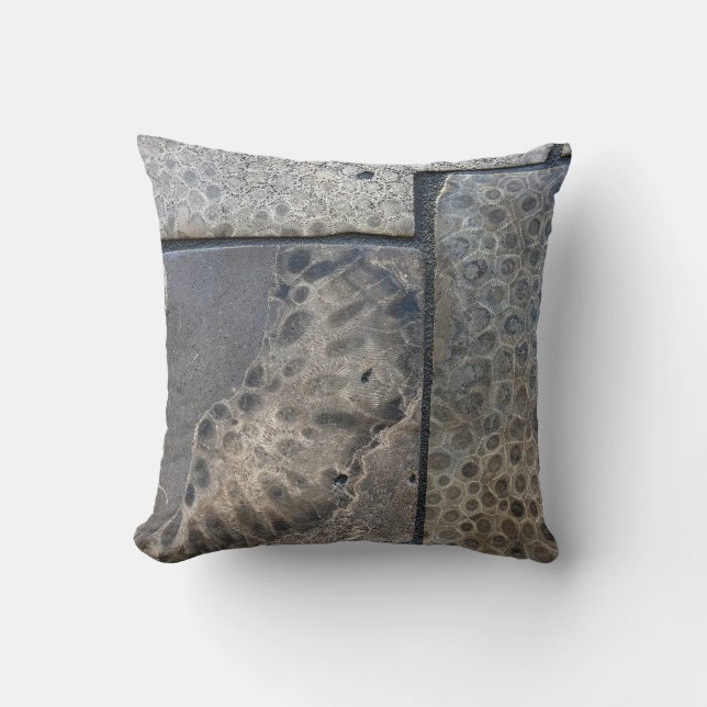 Michigan Petoskey Stone Design  Throw Pillow (Front)