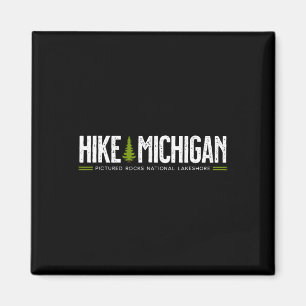 Michigan Pictured Rocks Lakeshore Hike Tree Retro Magnet