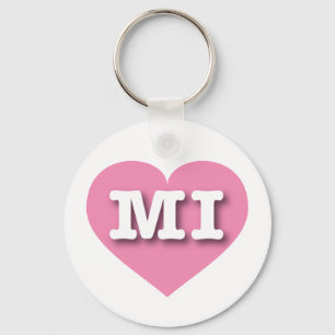 Michigan Pink Heart - I love MI Keychain