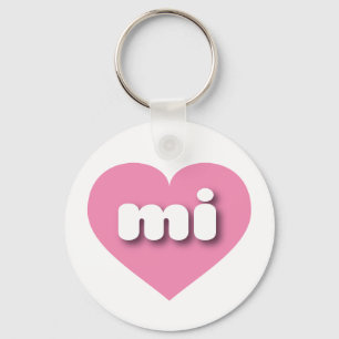 MIchigan pink heart - I love mi Keychain