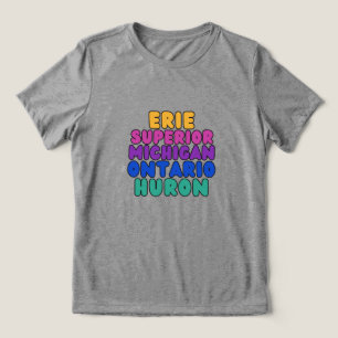 Michigan Rainbow Text Great Lakes Can Cooler Tri-Blend Shirt