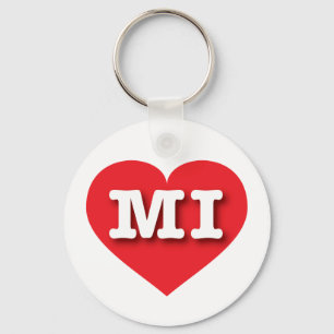 MIchigan Red Heart - I love MI Keychain