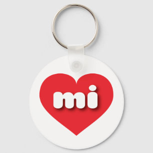 Michigan red heart - I love mi Keychain