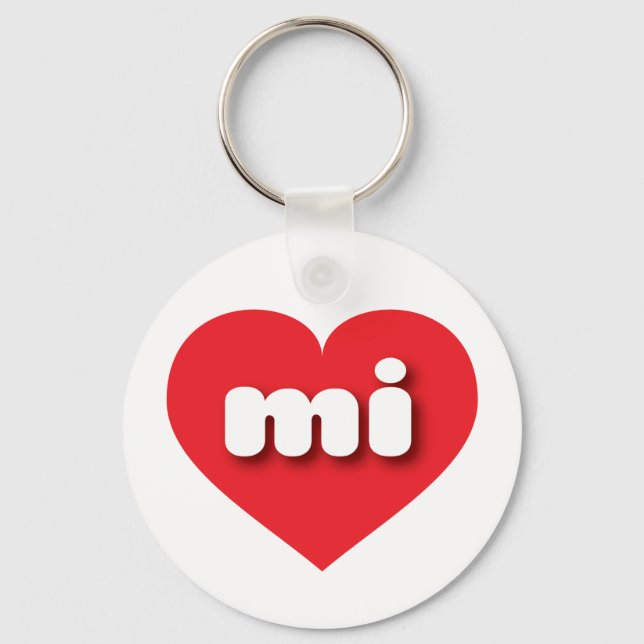 Michigan red heart - I love mi Keychain (Front)