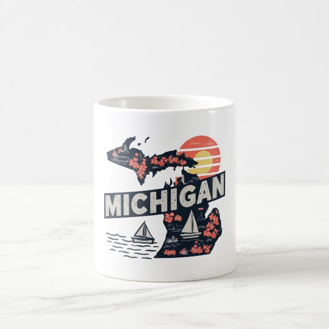 Michigan Retro Silhouette Coffee Mug (Center)