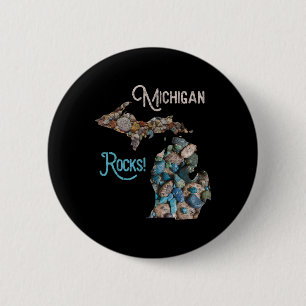 Michigan Rocks Petoskey Stone Hunting Tee Great La 2 Inch Round Button