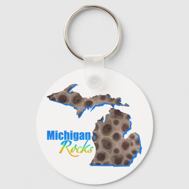 Michigan rocks | Petoskey stone pattern     Keychain (Front)
