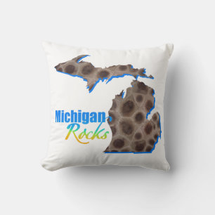Michigan rocks Petoskey stone pattern Throw Pillow