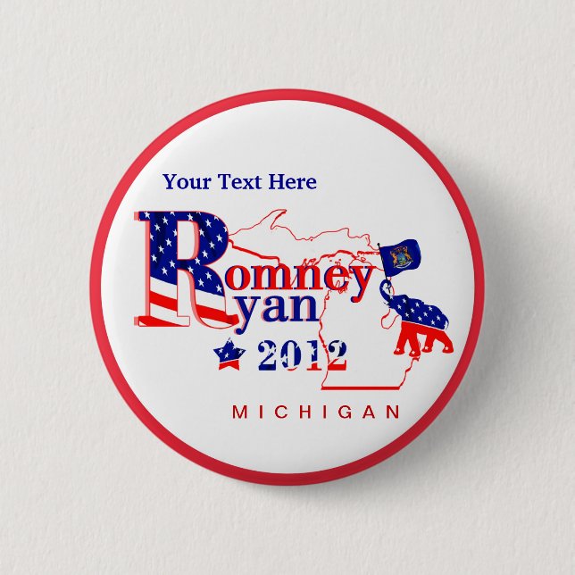 Michigan Romney and Ryan 2012 Button – Customize 2 (Front)