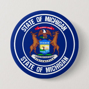 Michigan Round Emblem 3 Inch Round Button