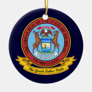 Michigan Seal Ceramic Ornament