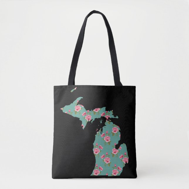 Michigan Shabby Roses and Dots | Customize It Tote Bag (Front)