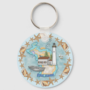 Michigan Shells Lighthouse  keychain