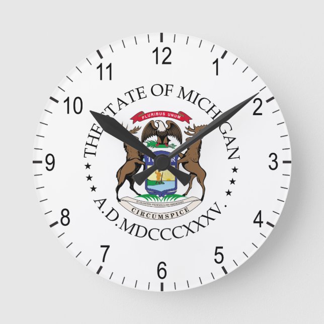 Michigan sign round clock (Front)