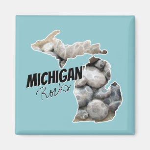 Michigan Silhouette Filled With Petoskey Stones Magnet