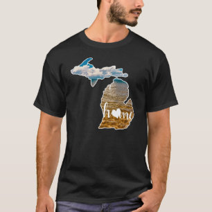 Michigan Silhouette With Home & Lake Photo T-Shirt