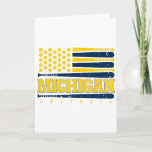Michigan Softll Vintage Mens Kids Team Retro Softl Card