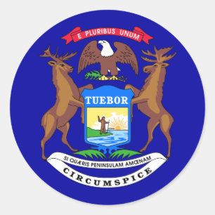 Michigan State Flag Classic Round Sticker