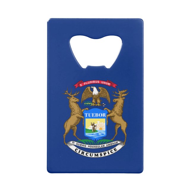 Michigan State Flag Credit Card Bottle Opener (Front)