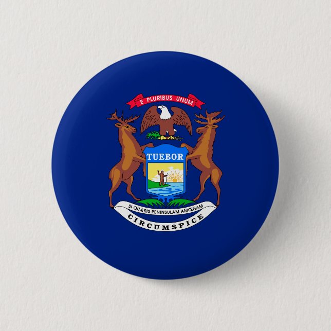 Michigan State Flag Design 2 Inch Round Button (Front)