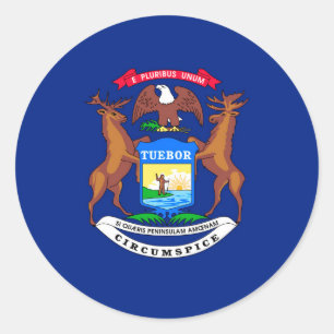 Michigan State Flag Design Classic Round Sticker