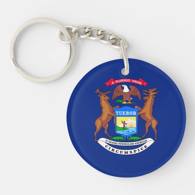 Michigan State Flag Design Keychain (Front)