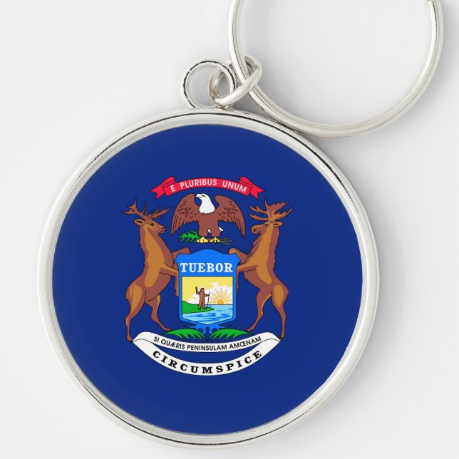 Michigan State Flag Design Keychain (Front)