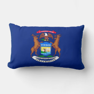 Michigan State Flag Design Lumbar Pillow
