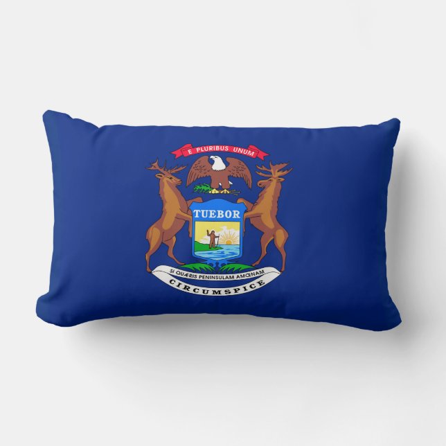 Michigan State Flag Design Lumbar Pillow (Front)