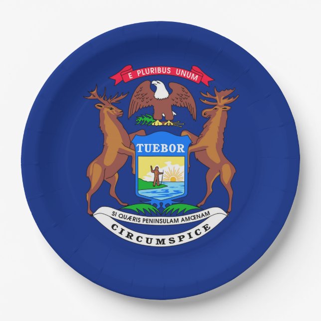 Michigan State Flag Design Paper Plate (Front)