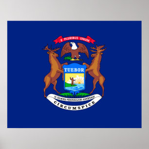 Michigan State Flag Design Poster