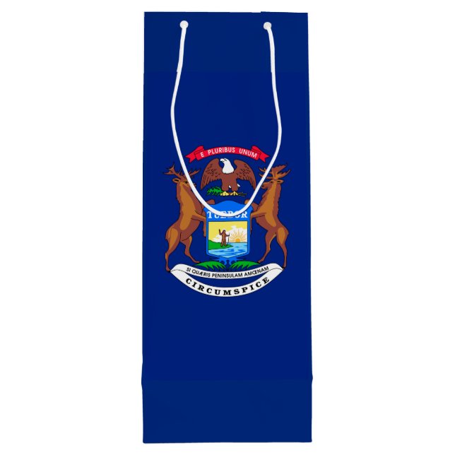Michigan State Flag Design Wine Gift Bag (Back)