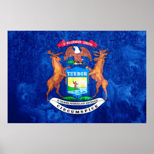 Michigan State Flag Grunge Poster (Front)