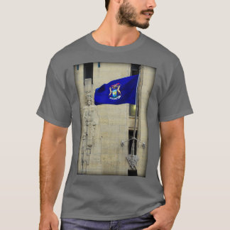 Michigan State Flag On The Guardian Building Detro T-Shirt