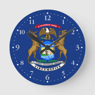 Michigan State Flag Round Clock