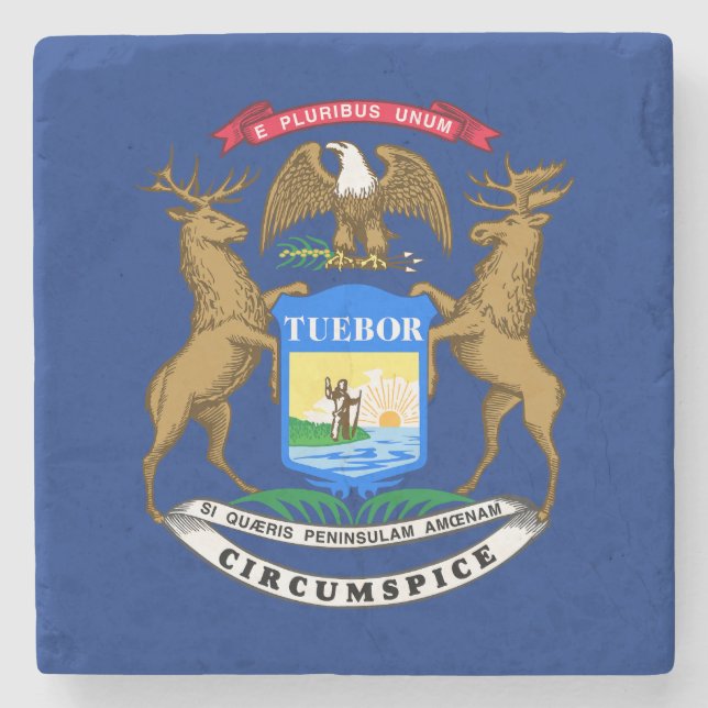 Michigan State Flag Stone Coaster (Front)