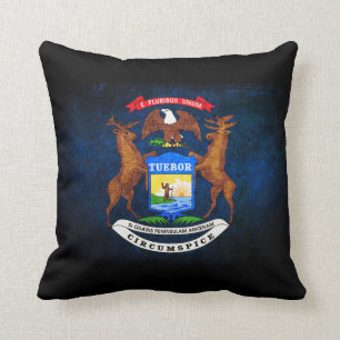 Michigan state flag throw pillow