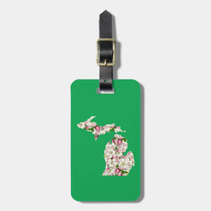 Michigan State Flower Collage Map Luggage Tag