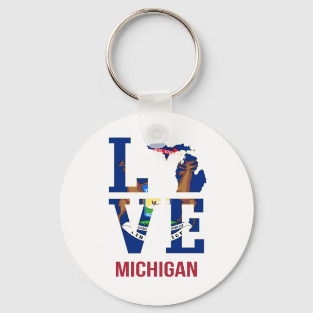Michigan state love keychain (Front)
