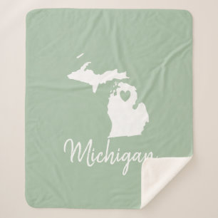Michigan state map love home sherpa blanket