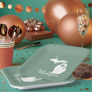 Michigan State Map    Paper Plate